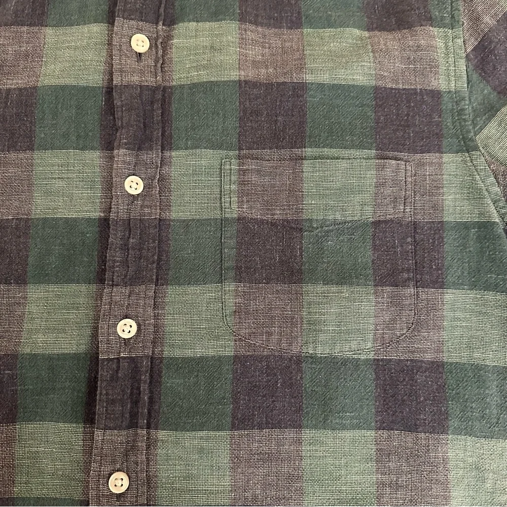 J. Crew Blue & Green Gingham Check Button Down Shirt Size Medium